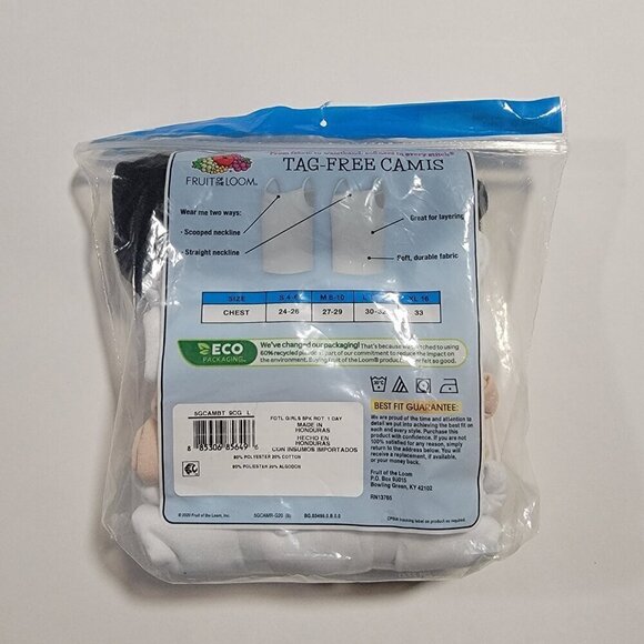 NWT Girls Fruit Of The Loom 4 Pack Cami Tops - Picture 3 of 3